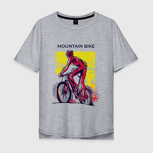 Мужская футболка оверсайз Mountain Bike велосипедист / Меланж – фото 1