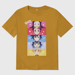 Мужская футболка оверсайз Клинок, рассекающий демонов ГЕРОИ