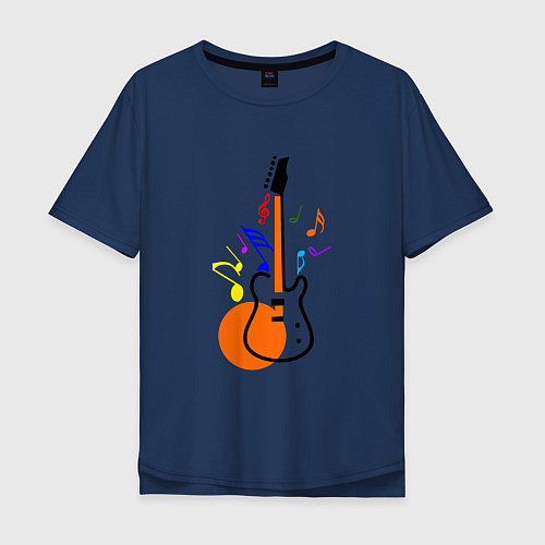 Мужская футболка оверсайз Цветная гитара / Тёмно-синий – фото 1