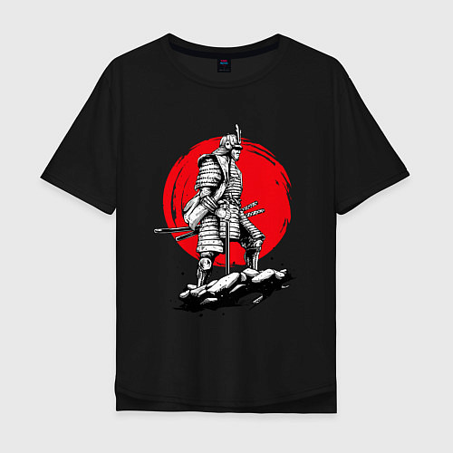 Мужская футболка оверсайз Воин-самурай / Черный – фото 1