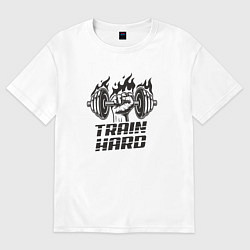 Футболка оверсайз мужская Train Hard, цвет: белый