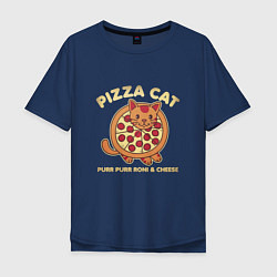Футболка оверсайз мужская Pizza Cat, цвет: тёмно-синий