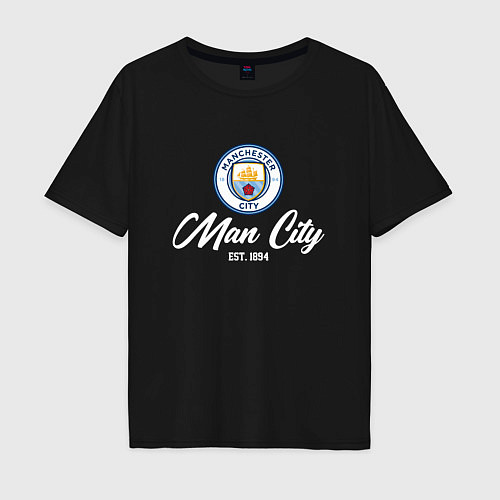 Мужская футболка оверсайз MAN CITY EST 1894 / Черный – фото 1