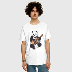 Футболка оверсайз мужская Панда гитарист Panda Guitar, цвет: белый — фото 2