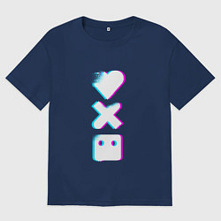 Футболка оверсайз мужская ЛЮБОВЬ СМЕРТЬ РОБОТЫ, цвет: тёмно-синий