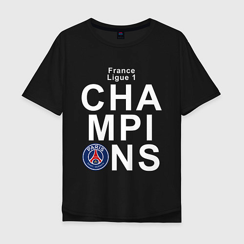 Мужская футболка оверсайз PSG CHAMPIONS / Черный – фото 1