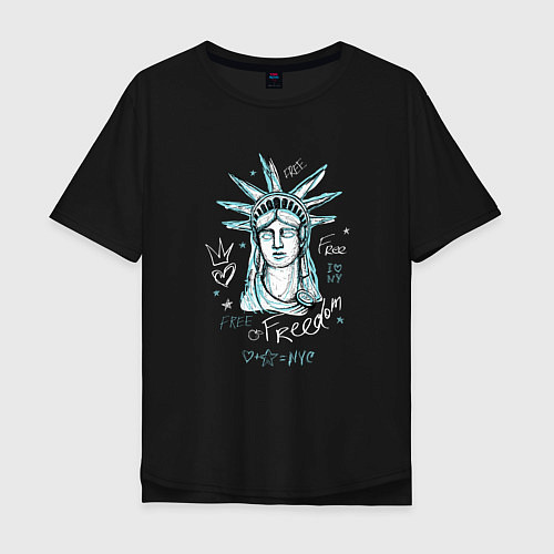 Мужская футболка оверсайз Статуя Свободы / Черный – фото 1