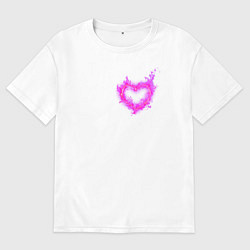 Футболка оверсайз мужская Розовое Огненное Сердце, цвет: белый
