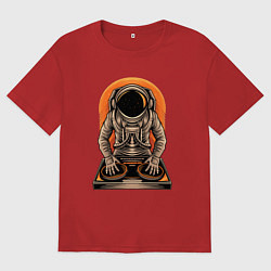 Футболка оверсайз мужская Космонавт диджей - cosmo DJ, цвет: красный