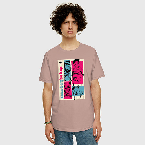 Мужская футболка оверсайз Cowboy Bebop / Пыльно-розовый – фото 3