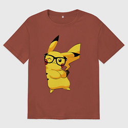 Мужская футболка оверсайз Веселый Пикачу в очках