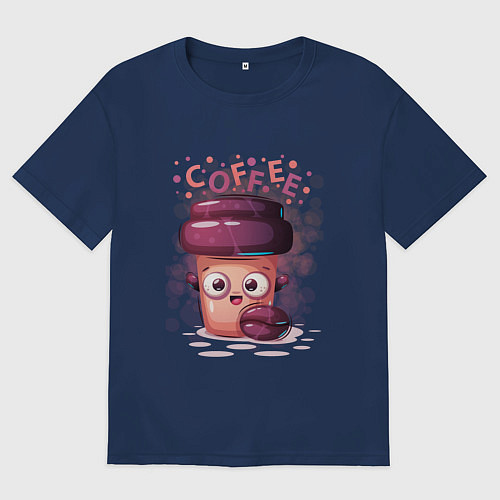Мужская футболка оверсайз Кофе Coffee / Тёмно-синий – фото 1
