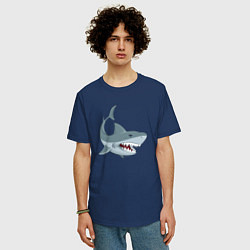 Футболка оверсайз мужская Агрессивная акула, цвет: тёмно-синий — фото 2