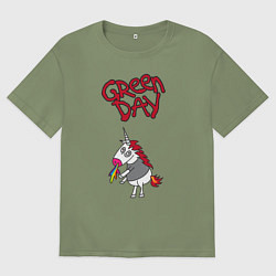 Футболка оверсайз мужская Green Day Unicorn, цвет: авокадо