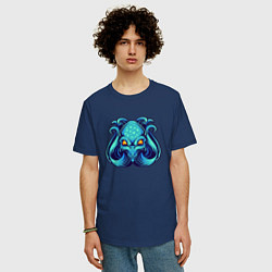 Футболка оверсайз мужская Голубой осьминог, цвет: тёмно-синий — фото 2