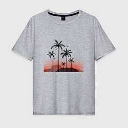 Футболка оверсайз мужская Palm tree, цвет: меланж