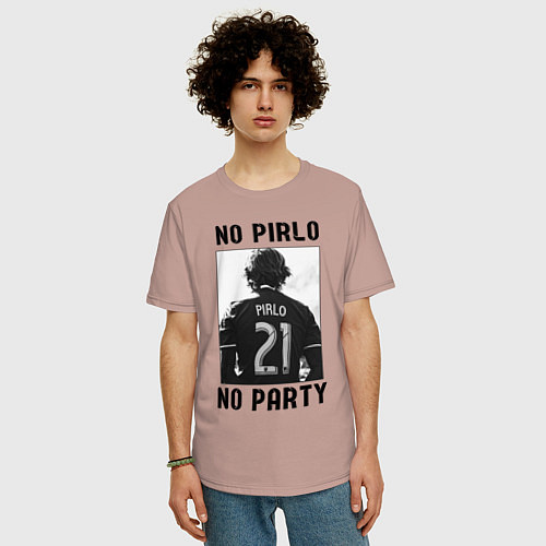 Мужская футболка оверсайз No Pirlo no party / Пыльно-розовый – фото 3