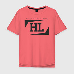 Футболка оверсайз мужская Hockey life HL logo, цвет: коралловый
