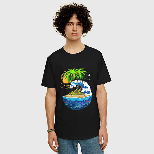 Мужская футболка оверсайз Морской мир / Черный – фото 3