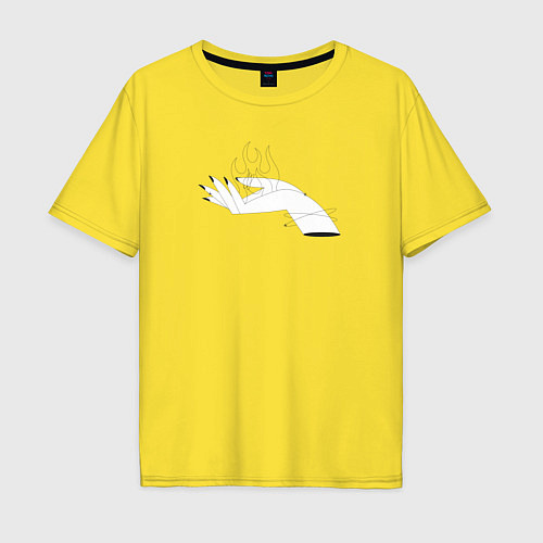 Мужская футболка оверсайз Рука с пламенем / Желтый – фото 1