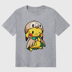 Мужская футболка оверсайз Пикачу - совенок