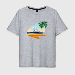 Мужская футболка оверсайз Корабль и пальма