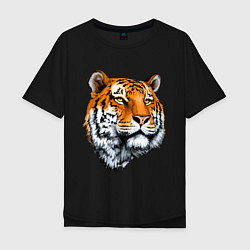 Футболка оверсайз мужская Тигр, цвет: черный