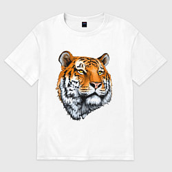 Футболка оверсайз мужская Тигр, цвет: белый