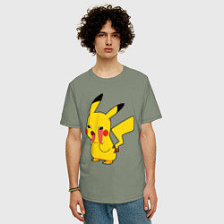 Футболка оверсайз мужская Уставший Пикачу, цвет: авокадо — фото 2