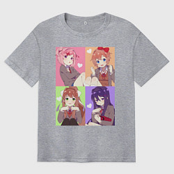 Мужская футболка оверсайз Girls Doki Doki коллаж