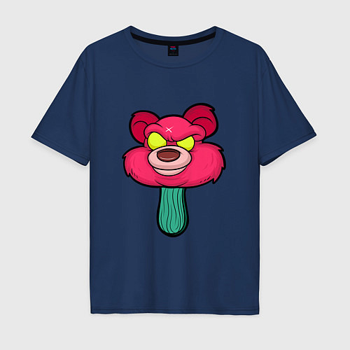 Мужская футболка оверсайз Розовый медведь / Тёмно-синий – фото 1
