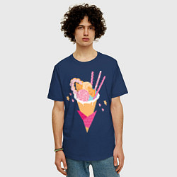 Футболка оверсайз мужская Кавай, цвет: тёмно-синий — фото 2