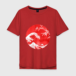 Футболка оверсайз мужская Волна в Канагаве, цвет: красный
