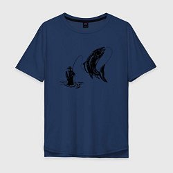 Футболка оверсайз мужская Рыбак и рыбка, цвет: тёмно-синий
