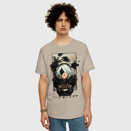 Мужская футболка оверсайз Nier / Миндальный – фото 3