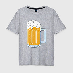 Футболка оверсайз мужская Beer Cat, цвет: меланж