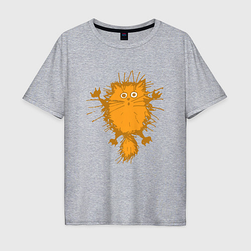 Мужская футболка оверсайз Funny Cat / Меланж – фото 1