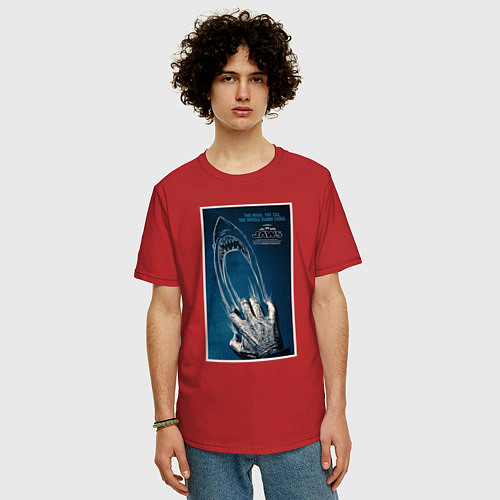 Мужская футболка оверсайз Jaws hand / Красный – фото 3