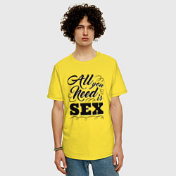 Футболка оверсайз мужская All you need is SEX, цвет: желтый — фото 2