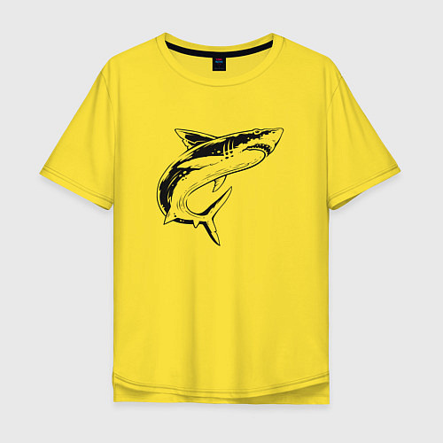 Мужская футболка оверсайз Акула / Желтый – фото 1