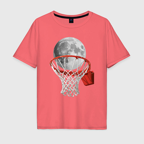 Мужская футболка оверсайз Planet basketball / Коралловый – фото 1