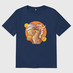 Футболка оверсайз мужская Кофейный дракон, цвет: тёмно-синий