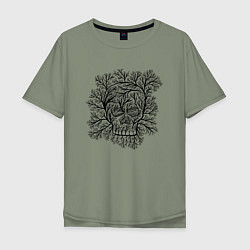 Мужская футболка оверсайз Череп из деревьев