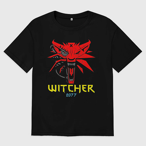 Мужская футболка оверсайз Ведьмак 2077 Школа Волка / Черный – фото 1