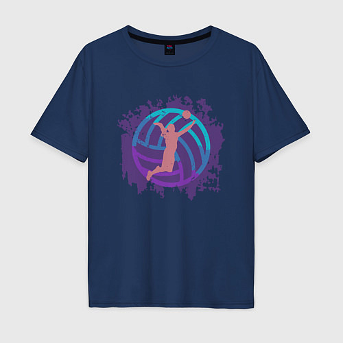 Мужская футболка оверсайз Violet Volleyball / Тёмно-синий – фото 1
