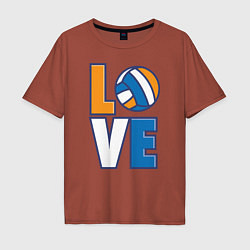 Футболка оверсайз мужская Love Volleyball, цвет: кирпичный