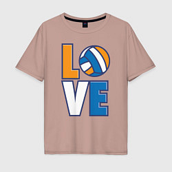 Футболка оверсайз мужская Love Volleyball, цвет: пыльно-розовый