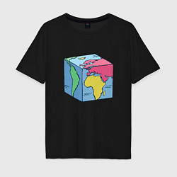 Мужская футболка оверсайз Квадратный глобус земли