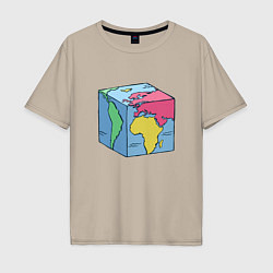 Мужская футболка оверсайз Квадратный глобус земли