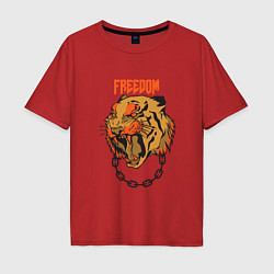 Футболка оверсайз мужская Тигр, цвет: красный